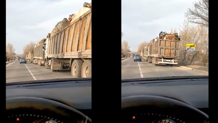 Cinci camioane cu deșeuri de metal, surprinse la ieșirea din Rezina