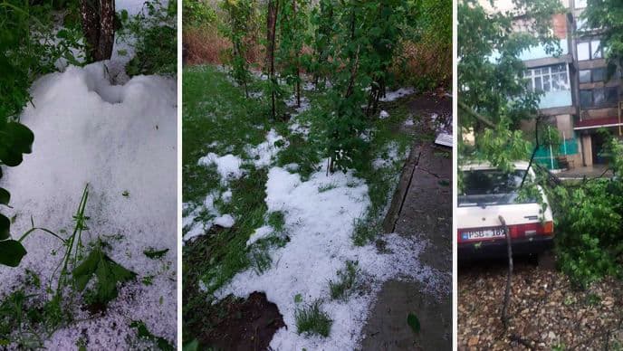 FOTO/ Ploaia cu grindină de joi seara a provocat pagube la Soroca