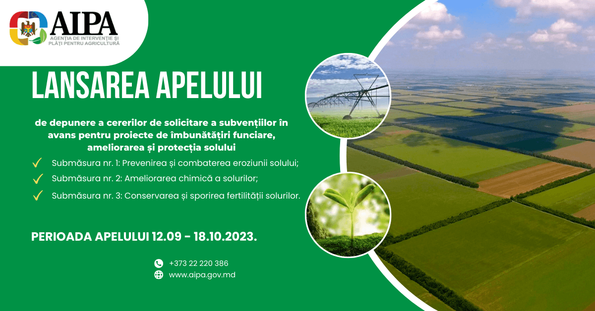 Subvenții pentru îmbunătățiri funciare, ameliorarea și protecția solului