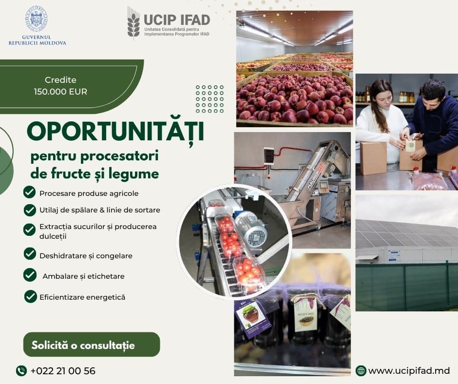 Fermierii pot obține 150 de mii de euro pentru activități de procesare, ambalare și depozitare
