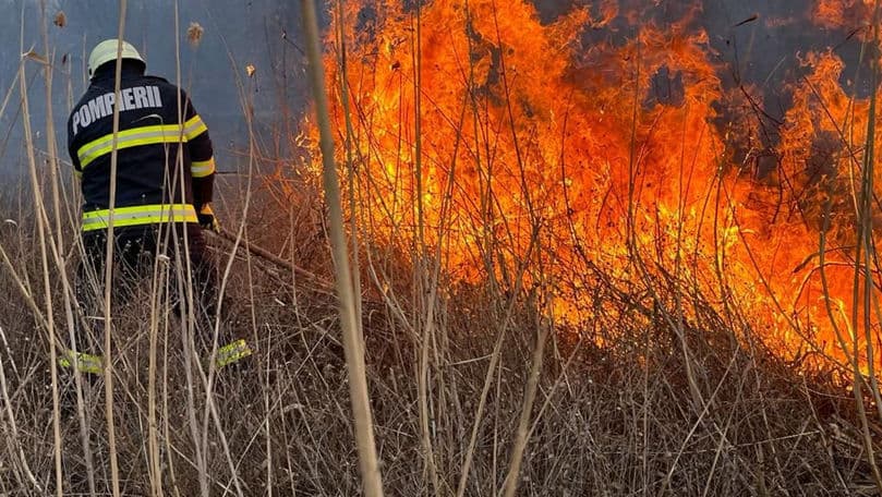 16 incendii de vegetație uscată în ultimele 24 de ore, 35 de hectare au fost mistuite de flăcări