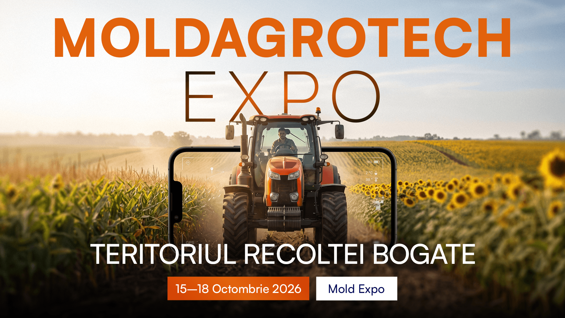 Teritoriul Recoltei la Expoziția MOLDAGROTECH & FARMER 2026 de la Moldexpo. Peste 1000 de unități de tehnică, utilaje și echipamente agricole și peste 400 de participanți și 10.000 m² dedicați agriculturii