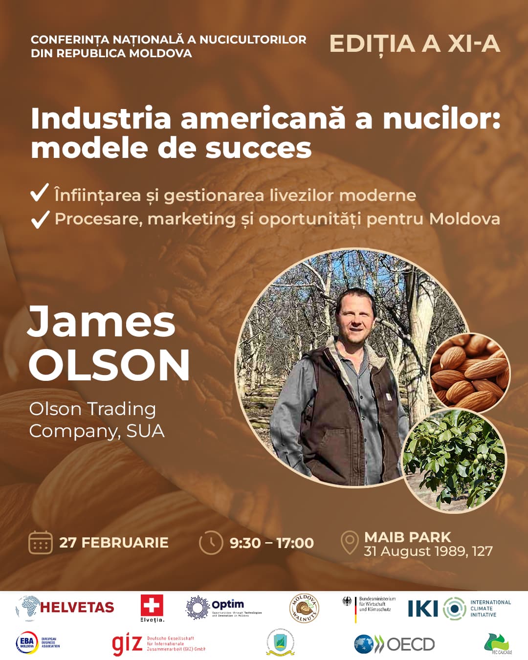 Expertul internațional în industria nuciferă, James Olson, vine la Chișinău pentru a împărtăși soluții practice cultivatorilor din Moldova