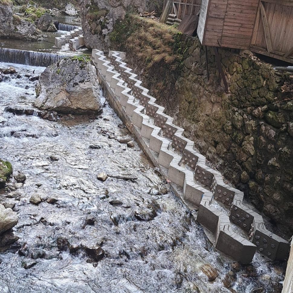 Peștii pot urca din nou în amonte: Scări speciale instalate pe râul Bicaz pentru protejarea speciilor