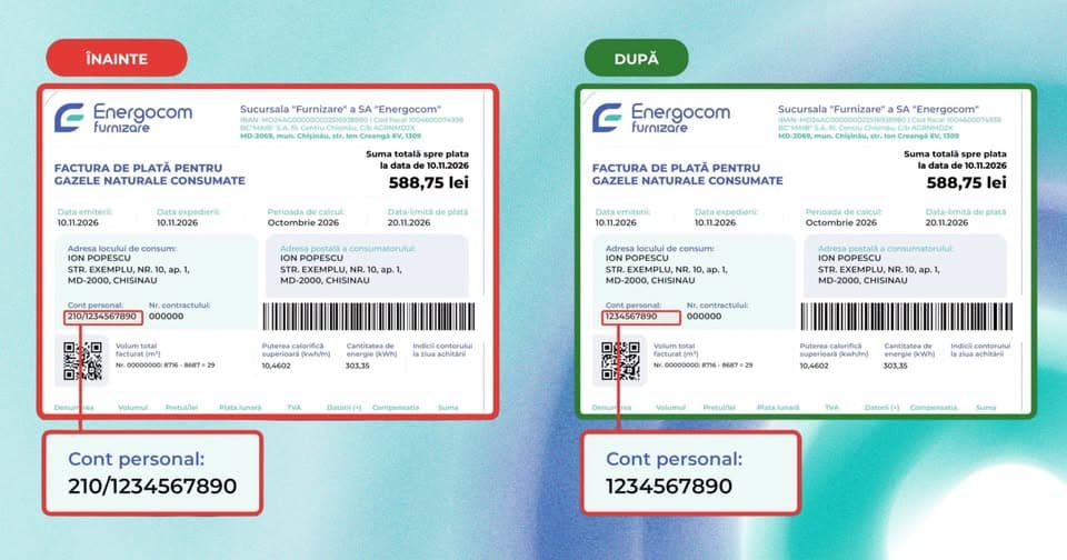 Se schimbă ID-ul consumatorului la gaz